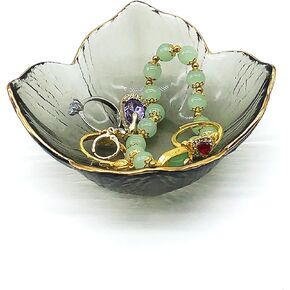 Flower Small Ring Dish Jewelry Tray, Glass Jewelry Dish for Women, Room Aesthetic Nightstand Decor Jewelry Plate Trinket Dish, Engagement Ring Holder Dish, Bathroom Ring Bowl Key Dish Gift