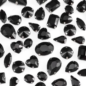 50 PCS Sew on Rhinestones Mixed Shapes Glass Rhinestones Sew on Crystal Gems Mental Flatback with Gold Claw for Jewelry Crafts Clothes DIY Craft Shoes Dress Jewelry Making Champagne in Kuwait