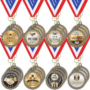 24 Pcs Appreciation Award Medals Thank You Medals Employee Gifts Bulk with Red White Blue Neck Ribbon Office Party Awards Team Appreciation Present for Employee Colleague Retirement