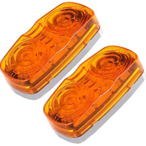 cciyu 10pcs 12LED AmberTrailer Marker Light Assembly Double Bubble Bullseye Led Side Marker Clearance Lights Surface Mount for RV Truck Camper