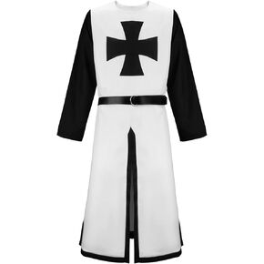 Men Crusader Tunic Templar Knight Costume Robe Medieval Renaissance Cosplay Warrior Hospitaller Surcoat Cloak Top