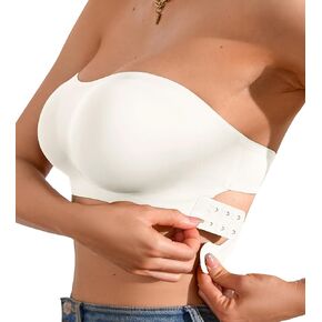 DEANGELMON Strapless Bra for Women Crossover Side Closure Non-Slip Silicone Padded Bandeau Bras Wireless Tube Top Bra