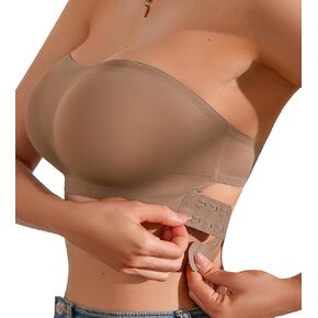 DEANGELMON Strapless Bra for Women Crossover Side Closure Non-Slip Silicone Padded Bandeau Bras Wireless Tube Top Bra
