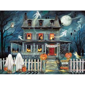 Bits and Pieces - 500 Piece Jigsaw Puzzle for Adults 18" x 24" - Enter If You Dare - 500 pc Haunted House Halloween Trick or Treat Jigsaw by Artist Ruane Manning