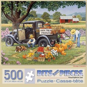 Bits and Pieces - 500 Piece Jigsaw Puzzle for Adults 18"X24" - Home Grown - Fall On The Farm 500 pc Jigsaw by Artist John Sloane
