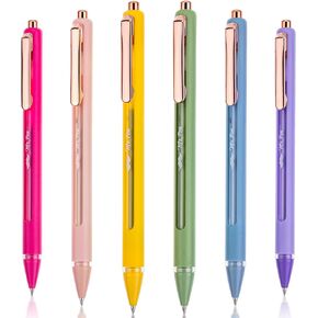 Mr. Pen- Retractable Gel Pens, 6 Pack, Black Ink Gel Pens, Vibrant Barrels, Fast Dry, Gel Pens Fine Point 0.5mm, Retractable Pens, Cute Pens, Gel Ink Pens, Aesthetic Pens for Journaling Fine Tip Pens