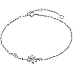 My Daily Styles 925 Sterling Silver Bezel-Set CZ Palm Tree Womens Link Chain Anklet Bracelet in Kuwait