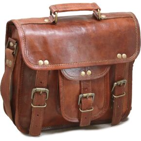 13" Brown small Leather messenger bag shoulder bag cross body vintage messenger bag for women & men satchel man purse compatible with Ipad & Macbook in Kuwait