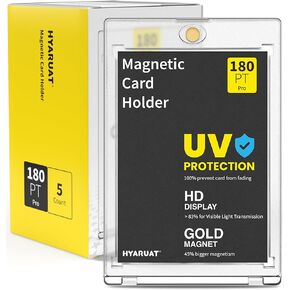 180pt One Touch Card Holder - 5 Pack Super Thick Magnetic Card Holders for Patch Cards, Clear