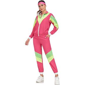 80s 90s Retro Windbreaker Set Women Workout Costume Outfit Track Suit for Women