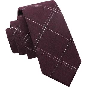Mantieqingway 2.56'' Cotton Tie Business Mens Ties Plaid Striped Skinny Neckties for Office Meetings Formal Causal Party