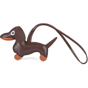 Dachshund Keychain, Dog Shaped Keychain Dachshund Keyring Cute Leather Animal Ornament Handmade Key Holder Puppy Dog Charm Gifts for All Dog Lovers (Brown)