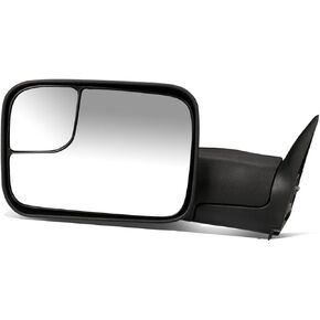 DNA Motoring TWM-011-T222-BK-L Manual Flip Up Towing Mirror Compatible With 94-01 Ram 1500/94-02 Ram 2500 3500, Left/Driver
