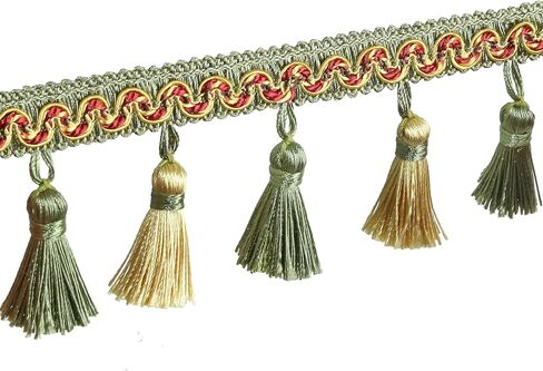 Tassel Fringe Trim 5.25 Yard x 2.56 Inches Luxury Handmade Beaded Tassel Fringing Trimmings for Curtain Sofa Dress Decor DIY Tassel Fabric Ribbon Trimming in Kuwait