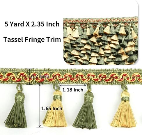 Tassel Fringe Trim 5.25 Yard x 2.56 Inches Luxury Handmade Beaded Tassel Fringing Trimmings for Curtain Sofa Dress Decor DIY Tassel Fabric Ribbon Trimming in Kuwait