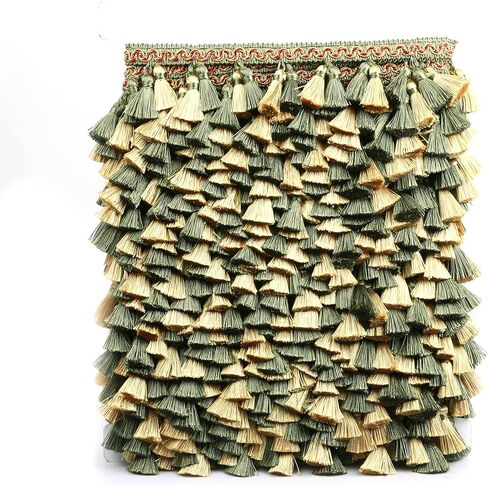 Tassel Fringe Trim 5.25 Yard x 2.56 Inches Luxury Handmade Beaded Tassel Fringing Trimmings for Curtain Sofa Dress Decor DIY Tassel Fabric Ribbon Trimming in Kuwait