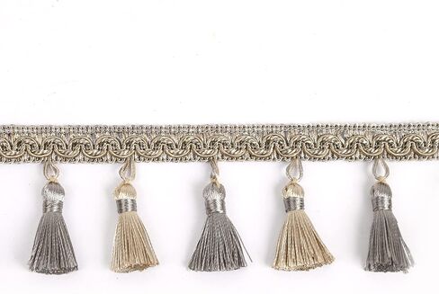 Tassel Fringe Trim 5.25 Yard x 2.56 Inches Luxury Handmade Beaded Tassel Fringing Trimmings for Curtain Sofa Dress Decor DIY Tassel Fabric Ribbon Trimming in Kuwait