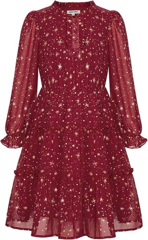 GRACE KARIN Girls Star Dress 6-14Y Christmas Fall Party Birthday School Holiday Long Sleeve Dresses in Saudi Arabia