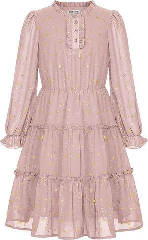 GRACE KARIN Girls Star Dress 6-14Y Christmas Fall Party Birthday School Holiday Long Sleeve Dresses in Saudi Arabia