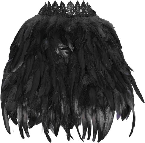 Women's Feathers Shawl Scarf Punk Gothic Halloween Carnival Party Fashion Shawl Scarf Wire Harness Accessorie in Kuwait