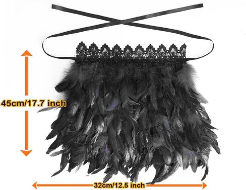 Women's Feathers Shawl Scarf Punk Gothic Halloween Carnival Party Fashion Shawl Scarf Wire Harness Accessorie in Kuwait