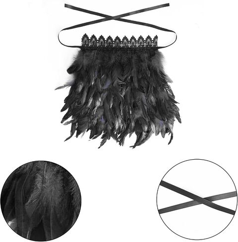 Women's Feathers Shawl Scarf Punk Gothic Halloween Carnival Party Fashion Shawl Scarf Wire Harness Accessorie in Kuwait