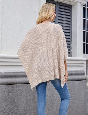 Ferand Women's Cable Knit Shawl Wraps Cross Front Lightweight Poncho Sweater for Fall Winter Fashion in Saudi Arabia