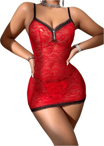 ملابس داخلية مثيرة شفافة شبكية على شكل قلب للنساء من WDIRARA بيبي دول ملابس نوم مكشكشة مكشكشة قميص نوم مع ثونغ in Saudi Arabia