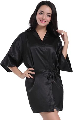 Women's Bridal Robe Bride Bridesmaid Kimono Bathrobes Getting Ready Dressing Gown for Wedding Day in Kuwait
