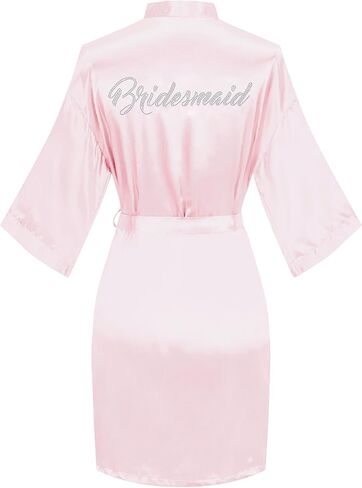 Women's Bridal Robe Bride Bridesmaid Kimono Bathrobes Getting Ready Dressing Gown for Wedding Day in Kuwait