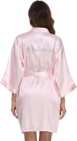 Women's Bridal Robe Bride Bridesmaid Kimono Bathrobes Getting Ready Dressing Gown for Wedding Day in Kuwait
