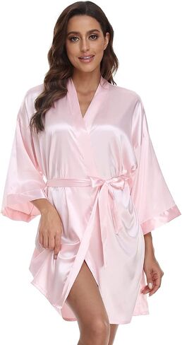 Women's Bridal Robe Bride Bridesmaid Kimono Bathrobes Getting Ready Dressing Gown for Wedding Day in Kuwait