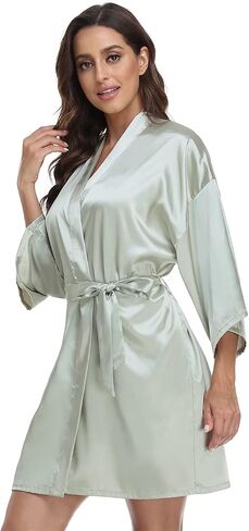 Women's Bridal Robe Bride Bridesmaid Kimono Bathrobes Getting Ready Dressing Gown for Wedding Day in Kuwait