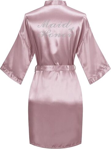 Women's Bridal Robe Bride Bridesmaid Kimono Bathrobes Getting Ready Dressing Gown for Wedding Day in Kuwait