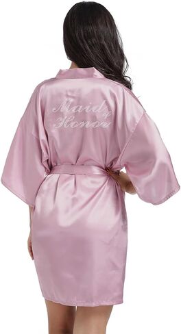 Women's Bridal Robe Bride Bridesmaid Kimono Bathrobes Getting Ready Dressing Gown for Wedding Day in Kuwait