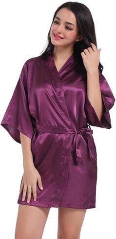 Women's Bridal Robe Bride Bridesmaid Kimono Bathrobes Getting Ready Dressing Gown for Wedding Day in Kuwait