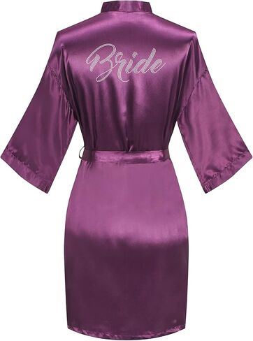 Women's Bridal Robe Bride Bridesmaid Kimono Bathrobes Getting Ready Dressing Gown for Wedding Day in Kuwait