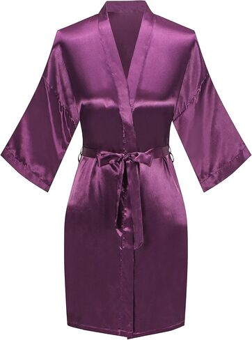 Women's Bridal Robe Bride Bridesmaid Kimono Bathrobes Getting Ready Dressing Gown for Wedding Day in Kuwait
