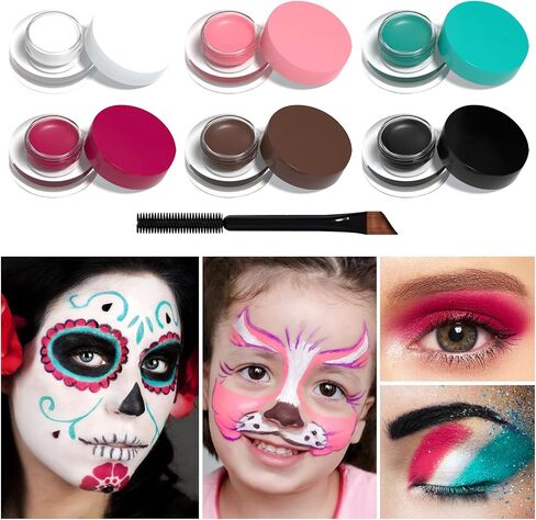 Vibrant Facepaint Makeup Kit for Kids, Face Body Paint Set, Face Body Painting Kit for Teens & Adults, Safe Facepaint for Halloween, Cosplay Costumes, Parties and Festivals, Easy to Use. in Kuwait