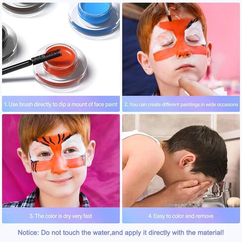 Vibrant Facepaint Makeup Kit for Kids, Face Body Paint Set, Face Body Painting Kit for Teens & Adults, Safe Facepaint for Halloween, Cosplay Costumes, Parties and Festivals, Easy to Use. in Kuwait