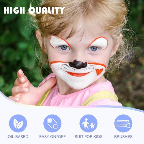 Vibrant Facepaint Makeup Kit for Kids, Face Body Paint Set, Face Body Painting Kit for Teens & Adults, Safe Facepaint for Halloween, Cosplay Costumes, Parties and Festivals, Easy to Use. in Kuwait