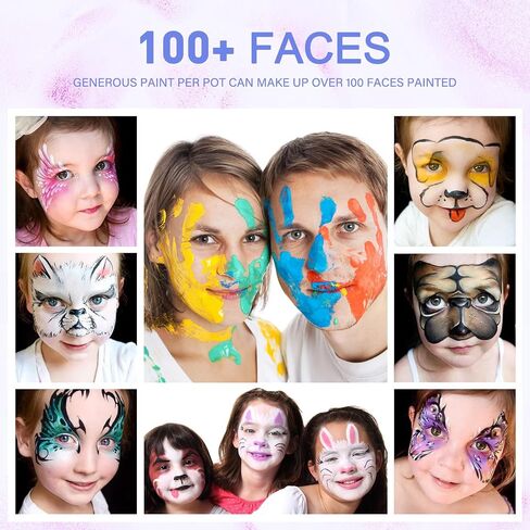 Vibrant Facepaint Makeup Kit for Kids, Face Body Paint Set, Face Body Painting Kit for Teens & Adults, Safe Facepaint for Halloween, Cosplay Costumes, Parties and Festivals, Easy to Use. in Kuwait
