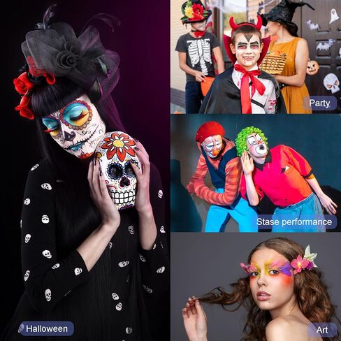 Vibrant Facepaint Makeup Kit for Kids, Face Body Paint Set, Face Body Painting Kit for Teens & Adults, Safe Facepaint for Halloween, Cosplay Costumes, Parties and Festivals, Easy to Use. in Kuwait