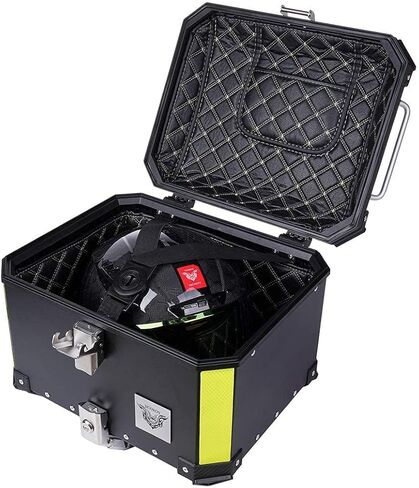 VCOROS دراجة نارية العلوي صندوق دراجة نارية جذع 65L مقاوم للماء سبائك الألومنيوم دراجة نارية الذيل صندوق عالمي لوحة مونوكي، صندوق خلفي للتخزين في المناطق النائية (فضي، 60 لتر) in Kuwait