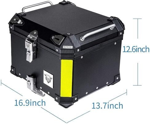 VCOROS دراجة نارية العلوي صندوق دراجة نارية جذع 65L مقاوم للماء سبائك الألومنيوم دراجة نارية الذيل صندوق عالمي لوحة مونوكي، صندوق خلفي للتخزين في المناطق النائية (فضي، 60 لتر) in Kuwait