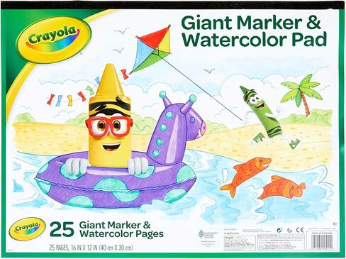 Crayola Giant Marker and Watercolor Pad, Kids Art Supplies, Gift , White includes 1 Pad (25 sheets) in Saudi Arabia