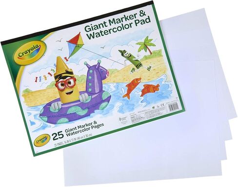 Crayola Giant Marker and Watercolor Pad, Kids Art Supplies, Gift , White includes 1 Pad (25 sheets) in Saudi Arabia
