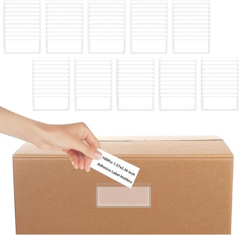 100Pcs Clear Adhesive Pockets Self Adhesive Label Holders Plastic Shelf Tag Sleeves File Cabinet Storage Bins Label Holder for School Library Bookshelf (2 x 1 Inch) in Saudi Arabia