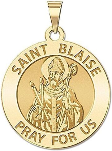 PicturesOnGold.com Saint Blaise Religious Medal - 2/3 Inch Size of Dime, Solid 14K Yellow Gold in Saudi Arabia
