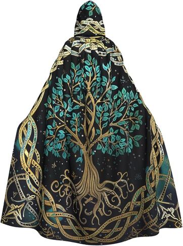 Halloween Hooded Cloaks Witch Robe Cloaks Hooded Robe Cloak for Adult Men Women Cosplay Costumes in Saudi Arabia